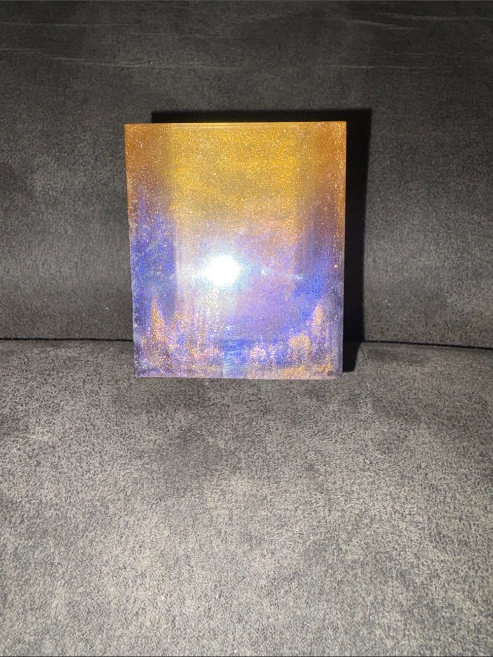Handcrafted Purple and Gold Resin Square Trinket/Candle Holder